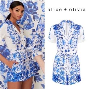 Alice + Olivia Leighton Printed Pajama Romper